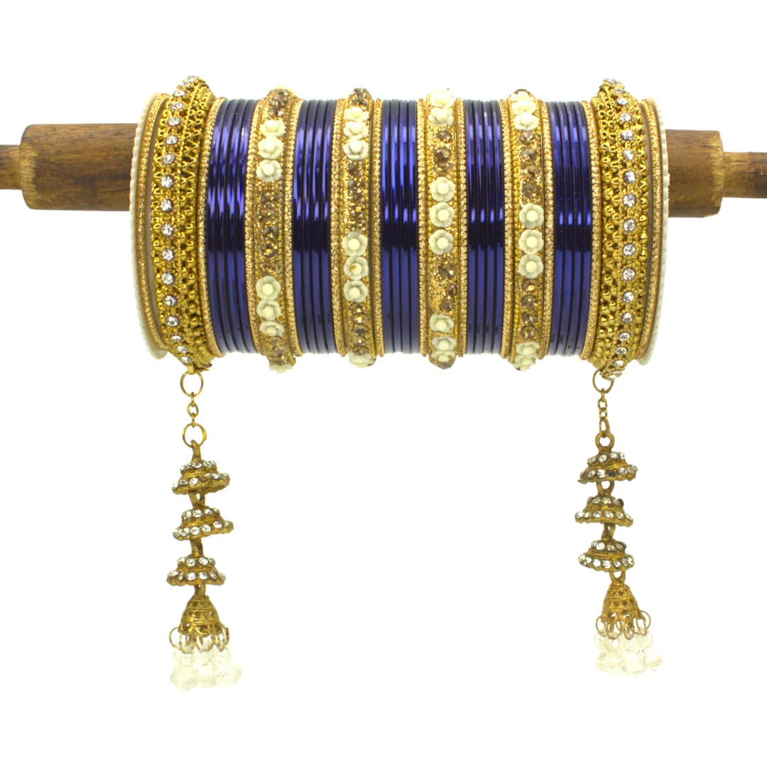 Antique Jhumki Latkan Bangle set for two hands by Leshya - Image 15