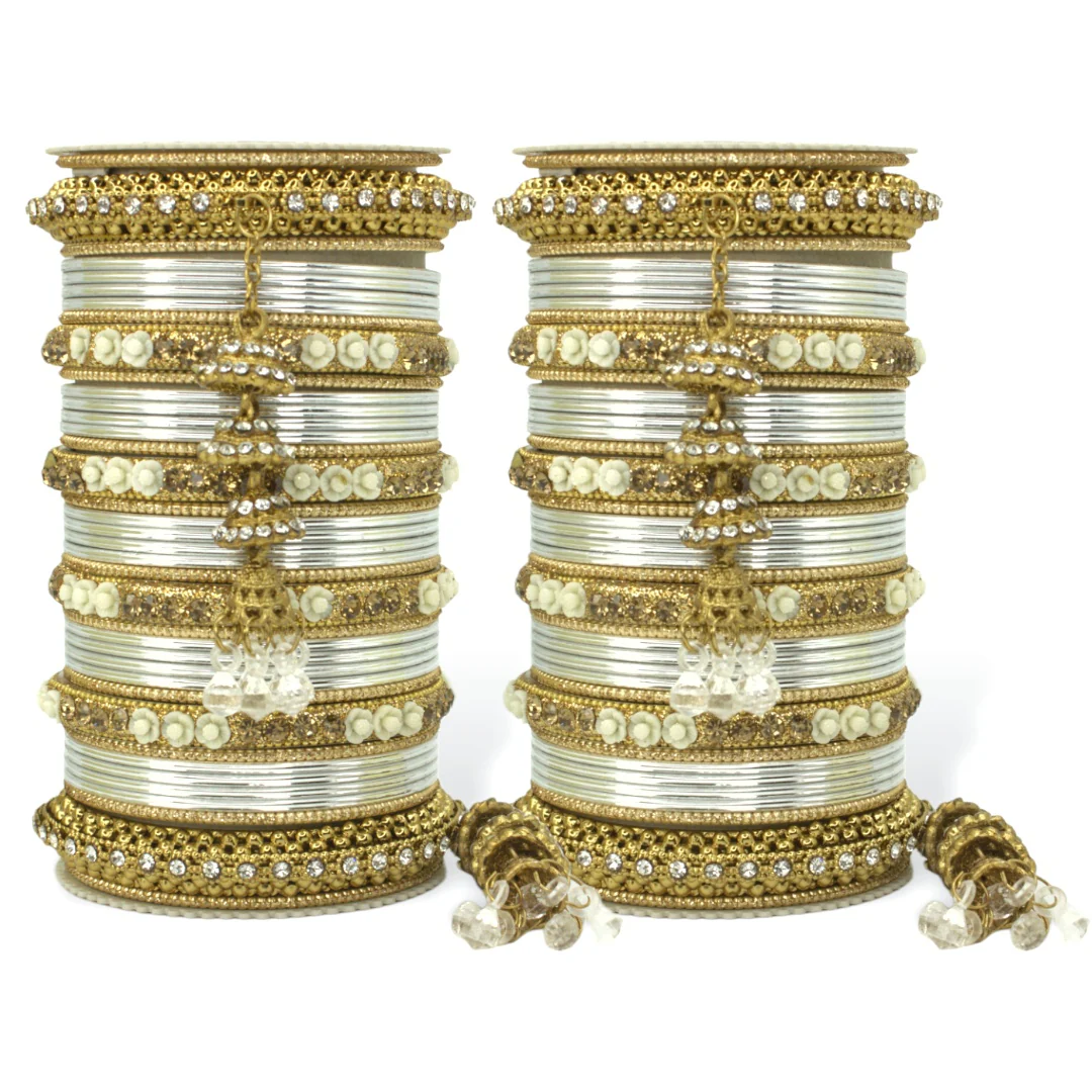 Antique Jhumki Latkan Bangle set for two hands by Leshya - Image 18