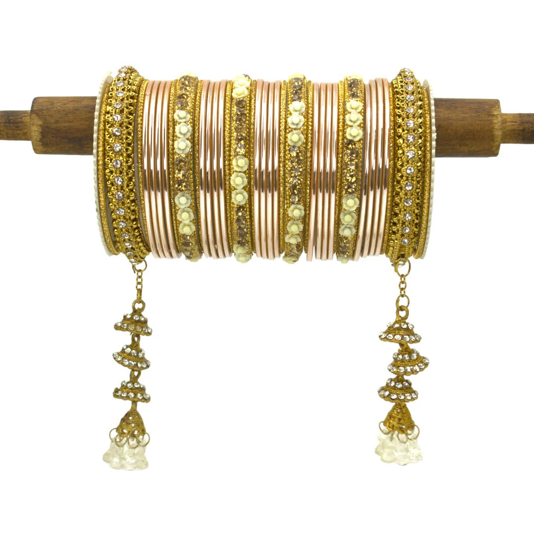 Antique Jhumki Latkan Bangle set for two hands by Leshya - Image 2