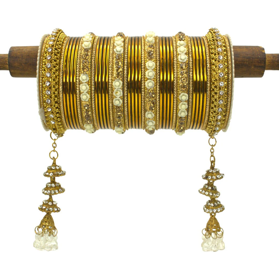 Antique Jhumki Latkan Bangle set for two hands by Leshya - Image 5