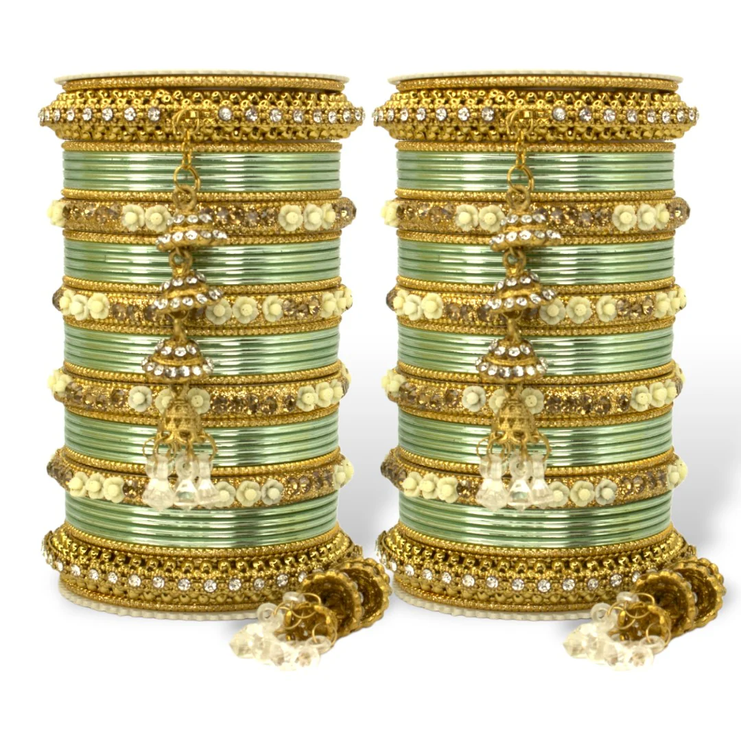Antique Jhumki Latkan Bangle set for two hands by Leshya - Image 4