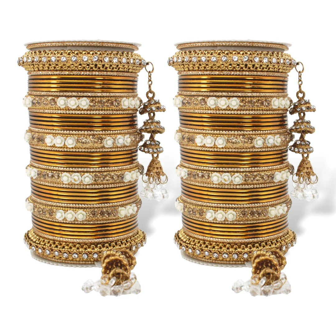 Antique Jhumki Latkan Bangle set for two hands by Leshya - Image 10