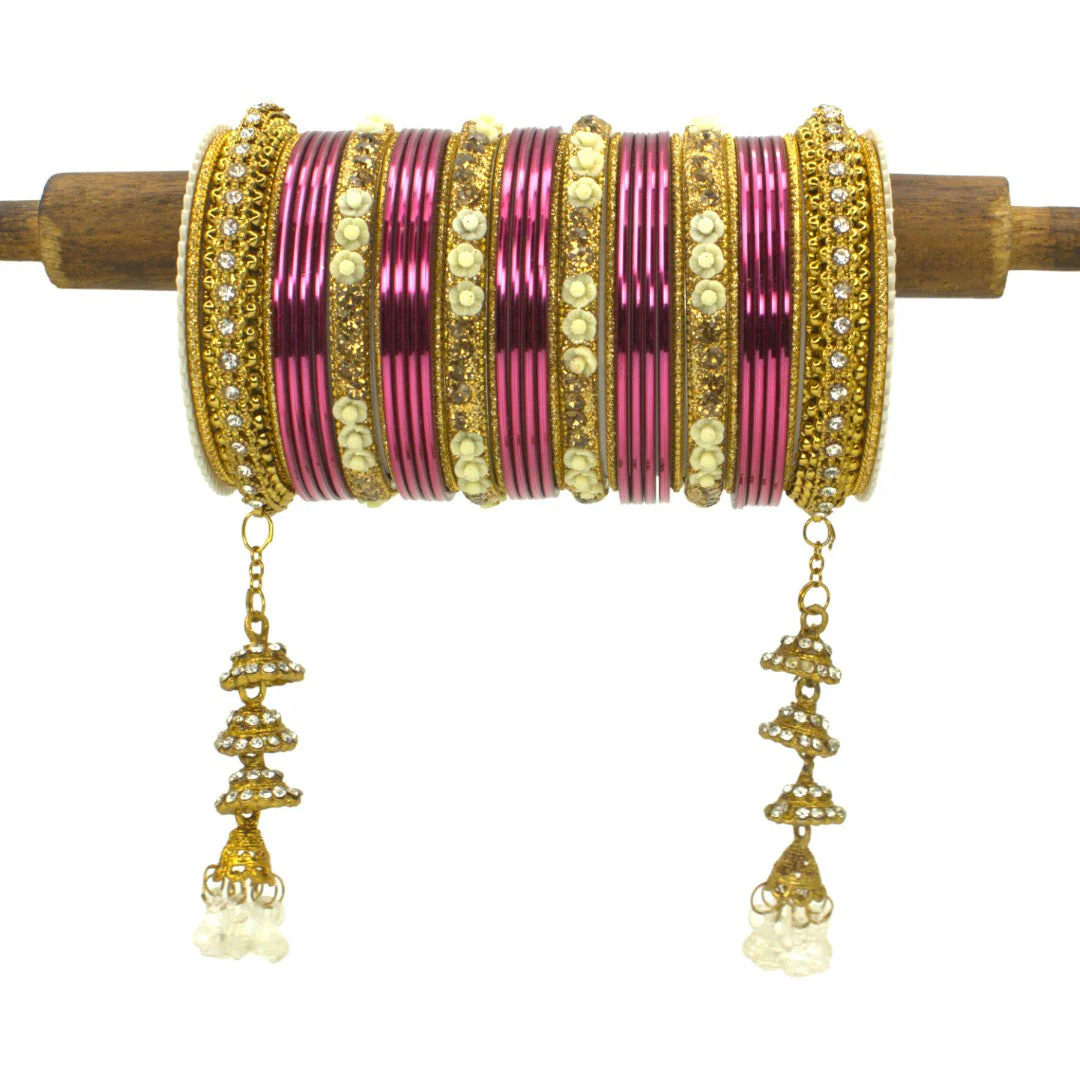 Antique Jhumki Latkan Bangle set for two hands by Leshya - Image 15