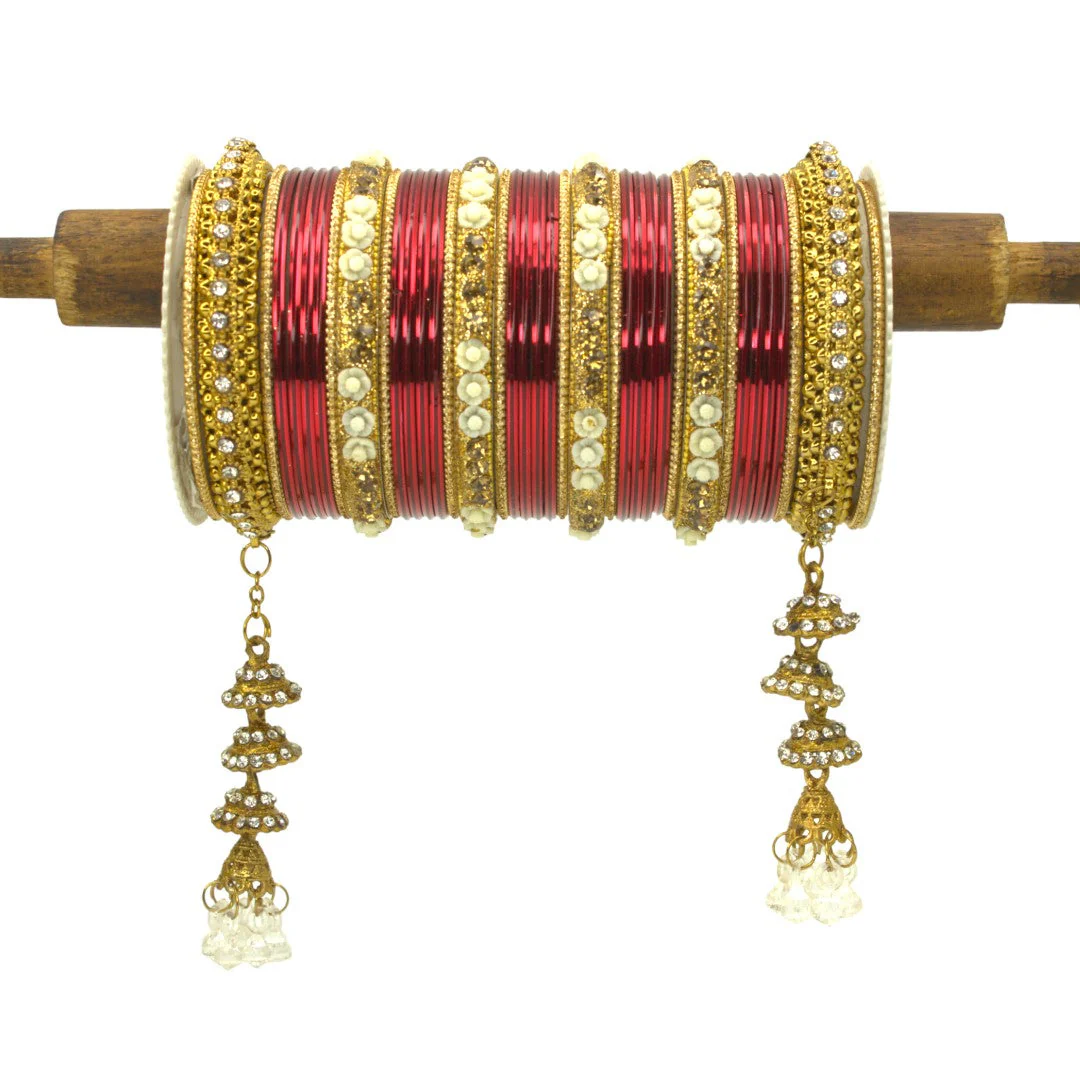 Antique Jhumki Latkan Bangle set for two hands by Leshya - Image 2