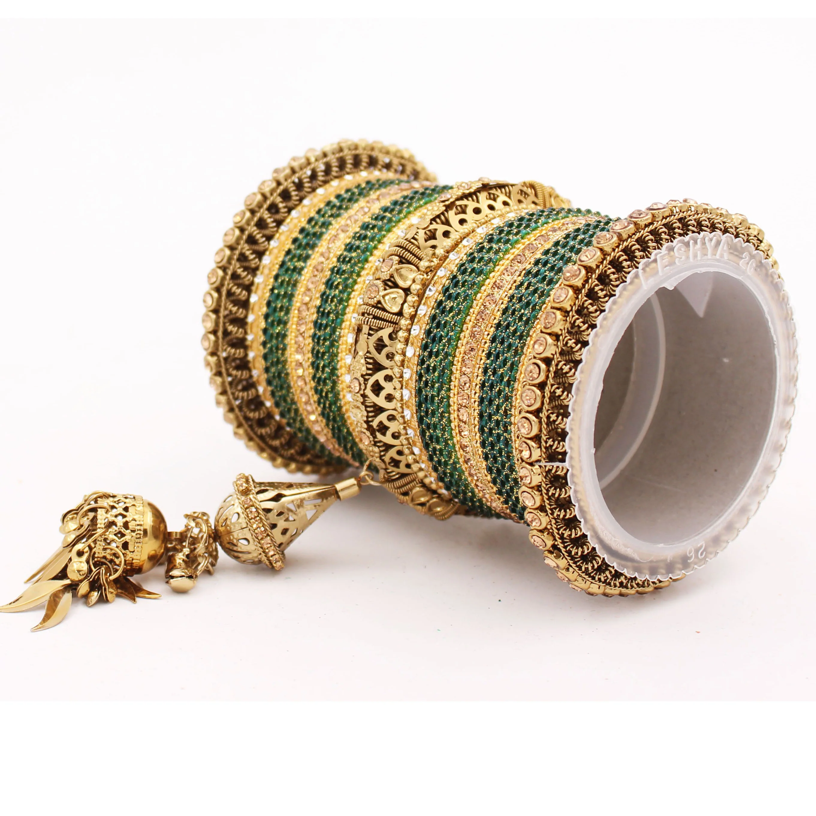Antique Jhumki Latkan Bangle set for Women by Leshya - Image 12