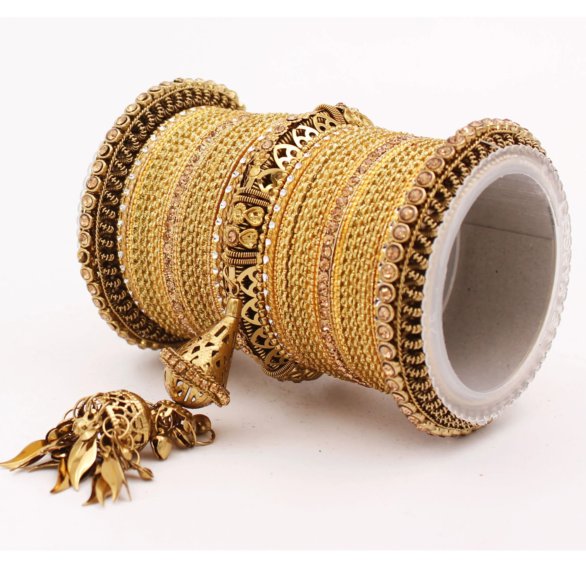 Antique Jhumki Latkan Bangle set for Women by Leshya - Image 9