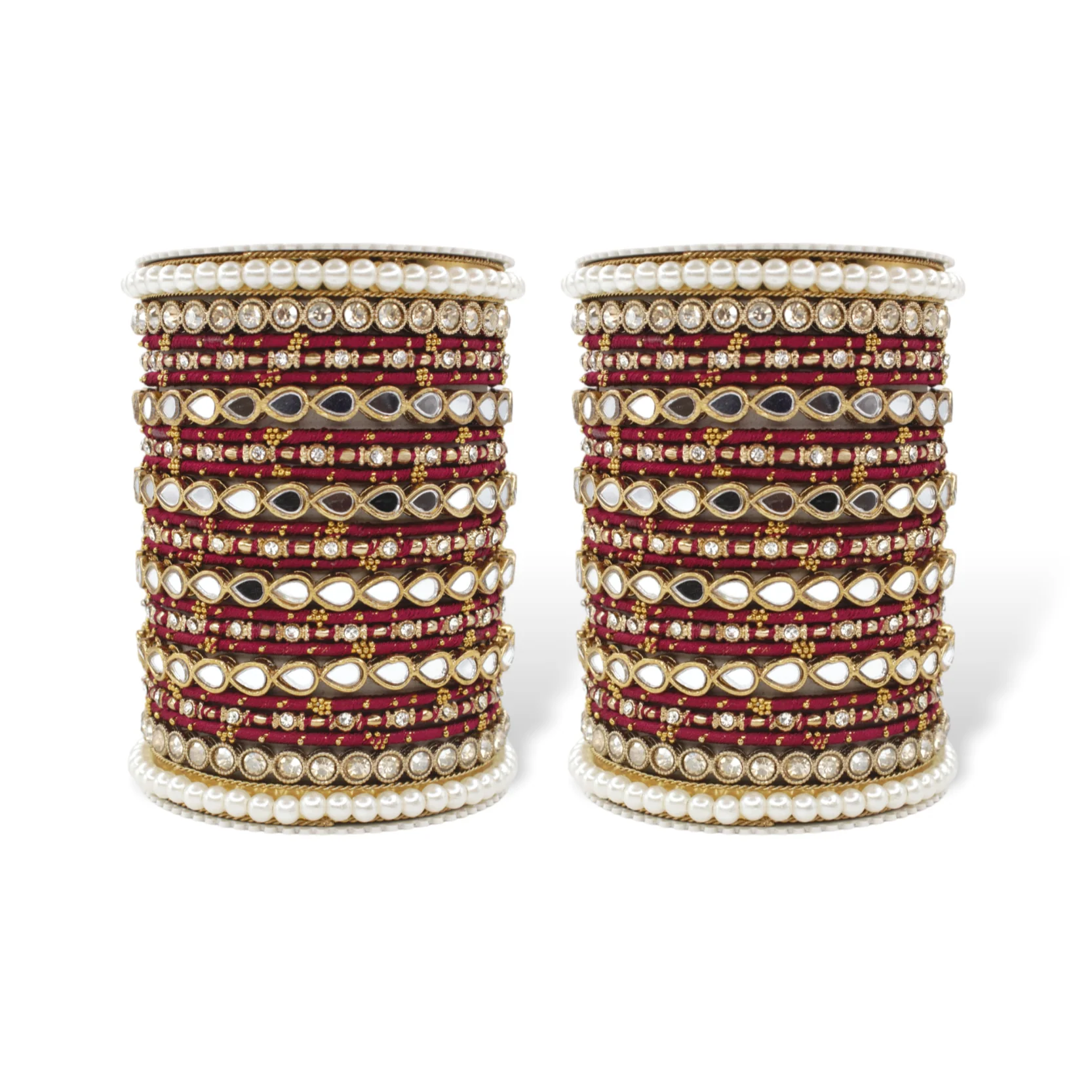 Bangle Set with Drop Mirror Kada and Pearl by Leshya - Image 12