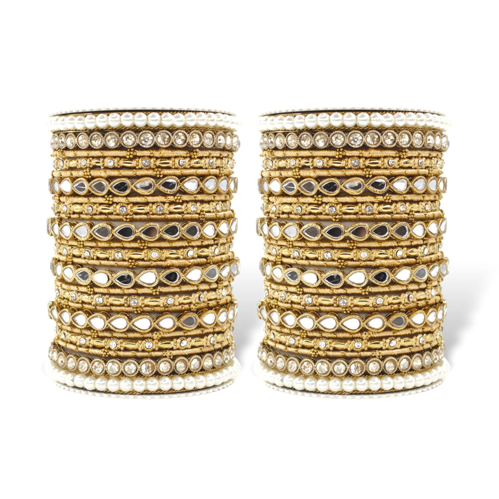 Bangle Set with Drop Mirror Kada and Pearl by Leshya - Image 8