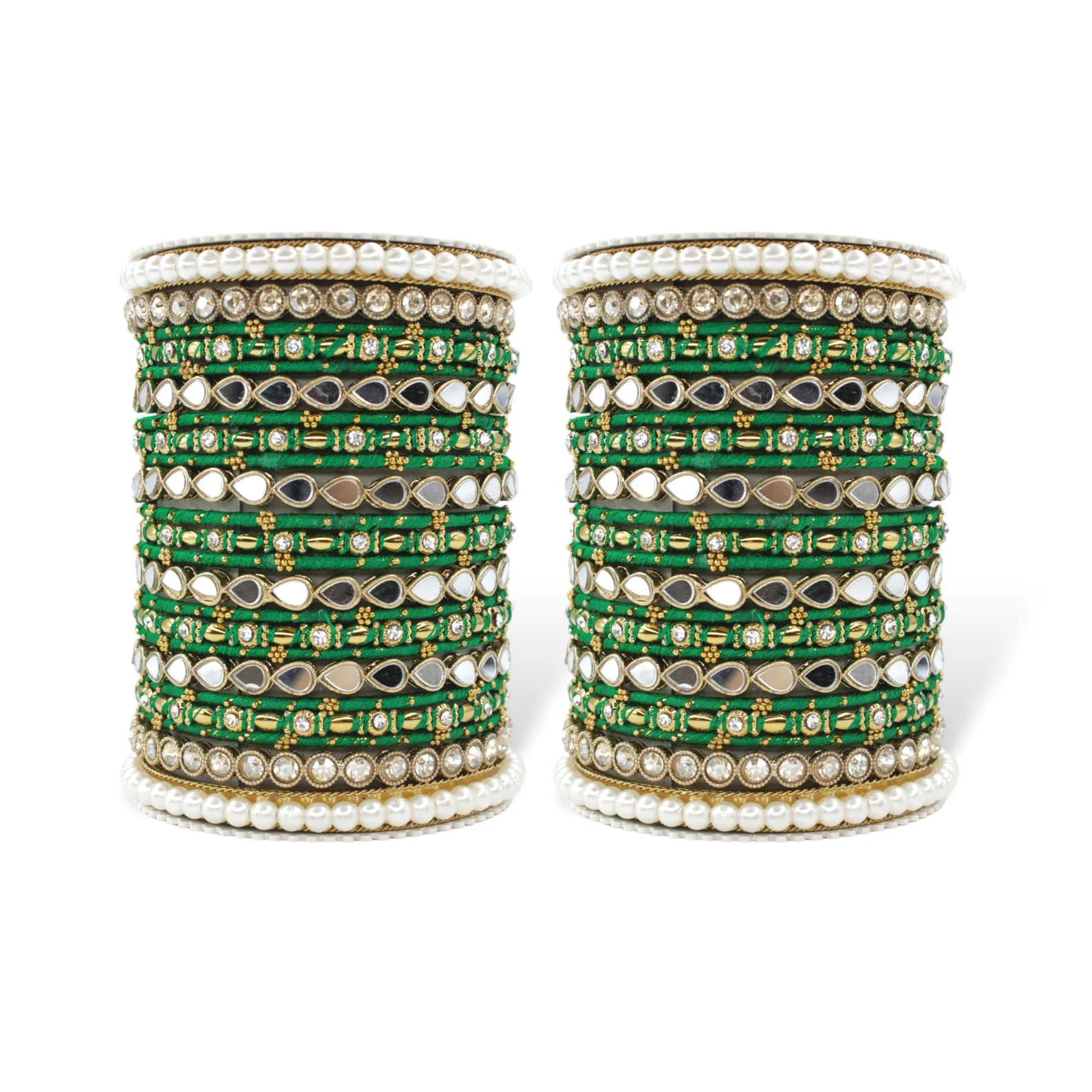 Bangle Set with Drop Mirror Kada and Pearl by Leshya - Image 9