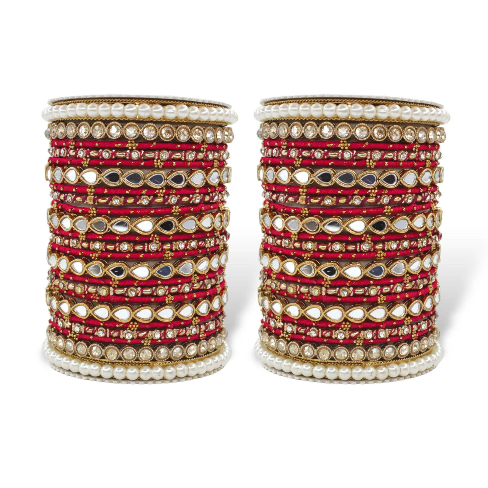 Bangle Set with Drop Mirror Kada and Pearl by Leshya - Image 3