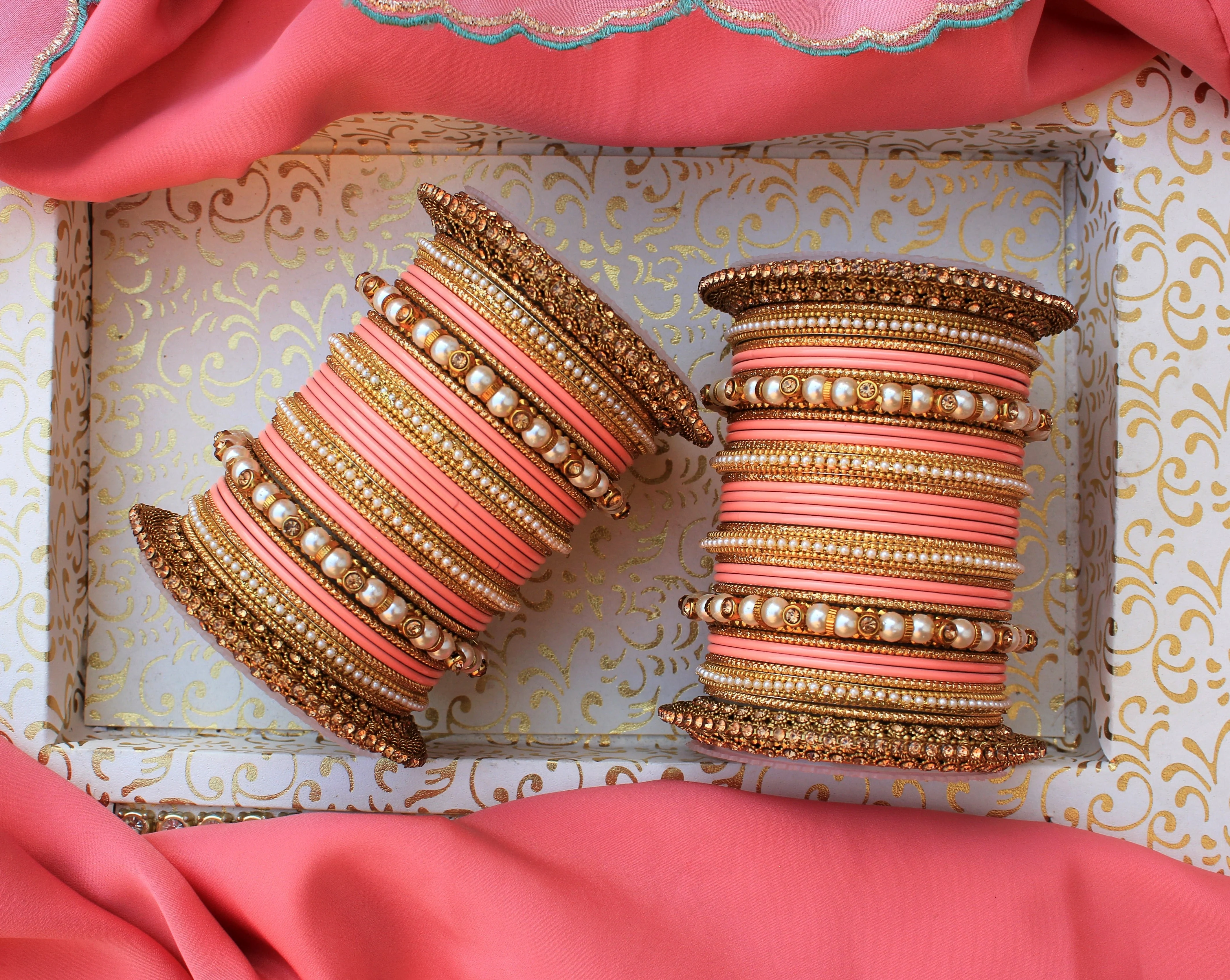 Beautiful Bridal Bangle Set with Pacheli Kada by Leshya - Image 4