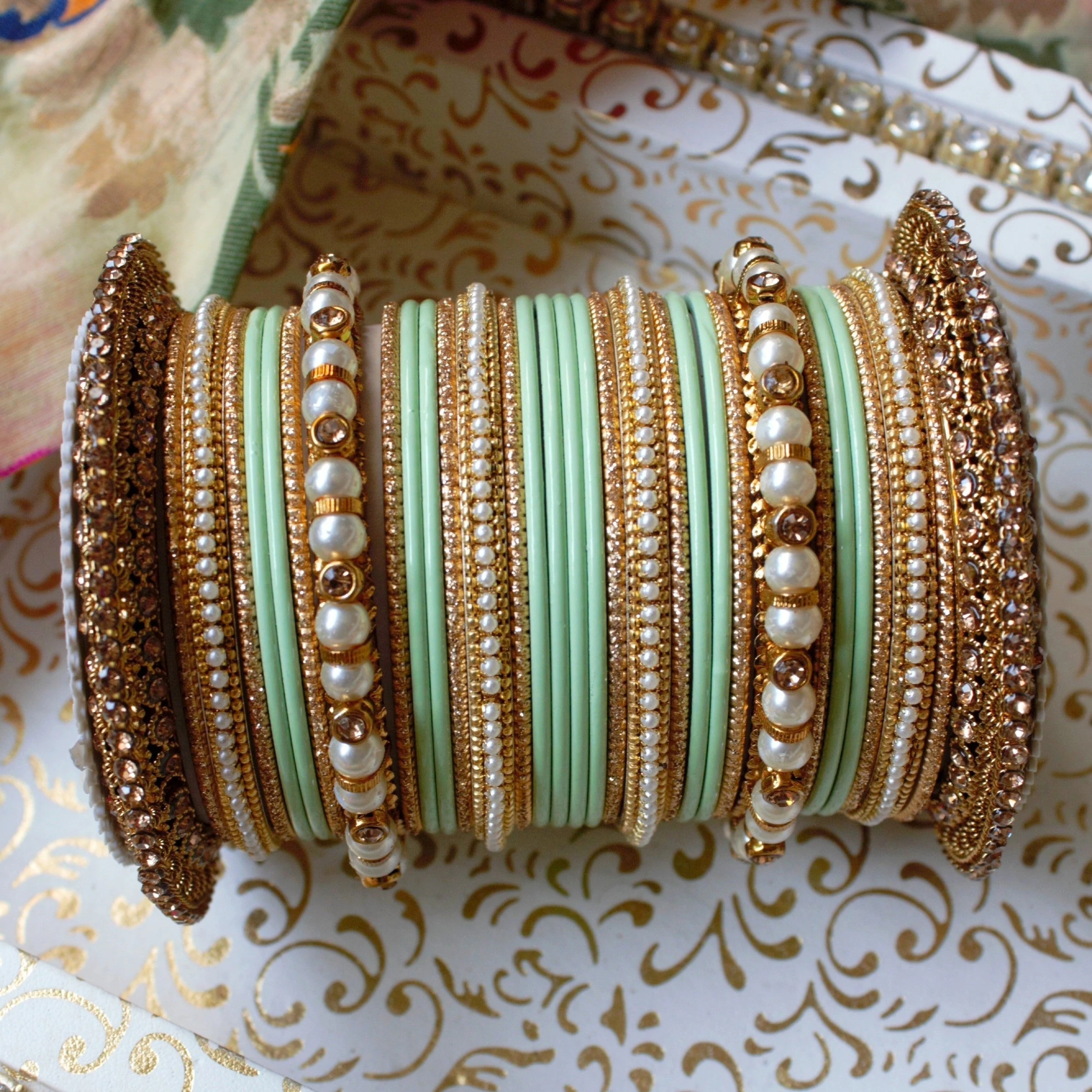 Beautiful Bridal Bangle Set with Pacheli Kada by Leshya - Image 9