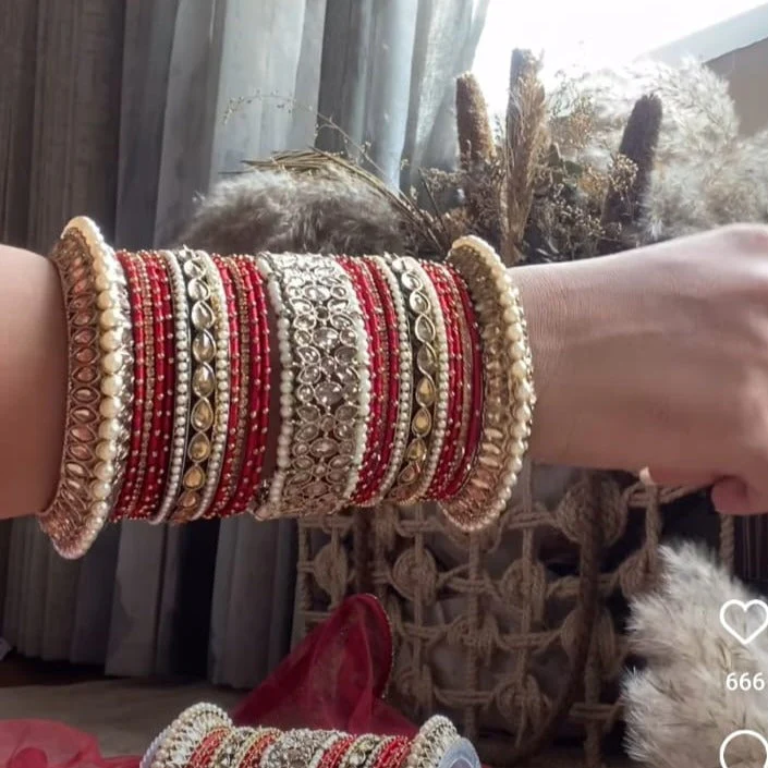 Beautiful Bridal Bangle Set with Pacheli Kada by Leshya - Image 13