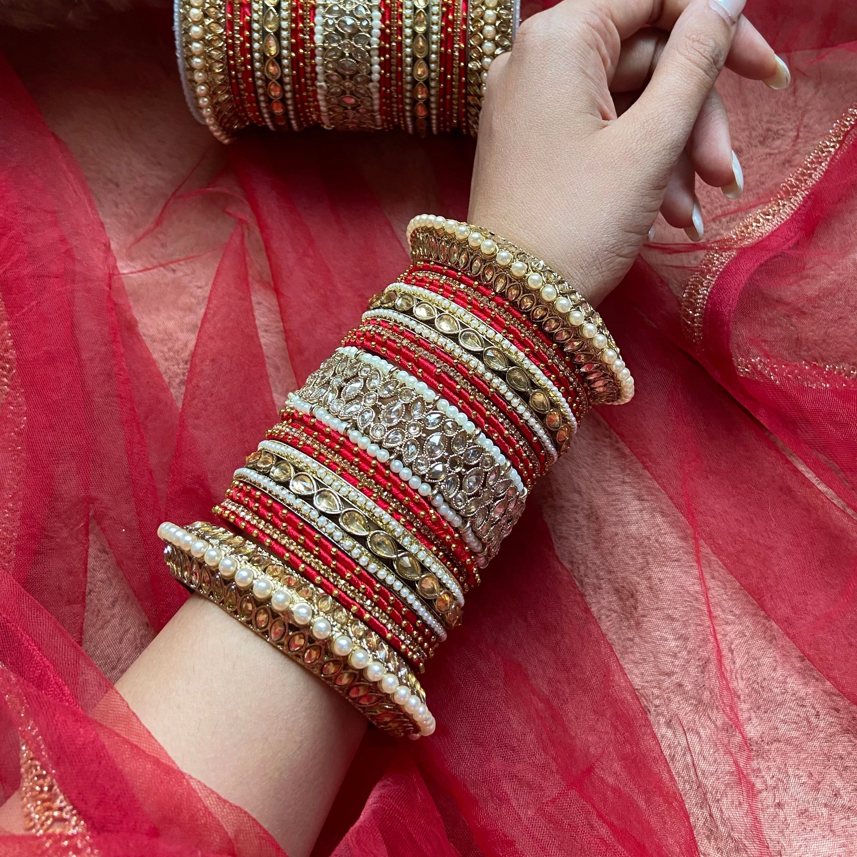 Beautiful Bridal Bangle Set with Pacheli Kada by Leshya - Image 7