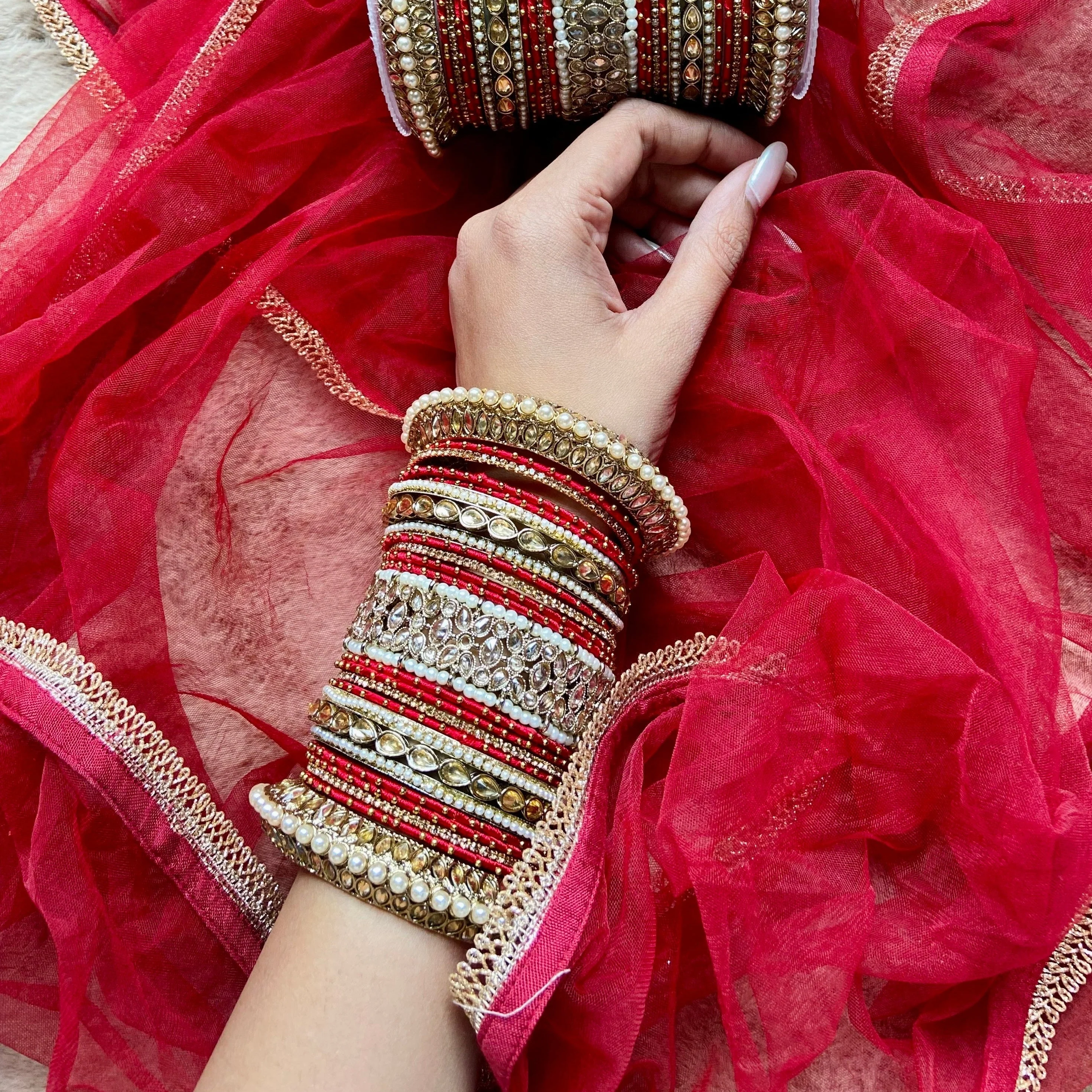 Beautiful Bridal Bangle Set with Pacheli Kada by Leshya - Image 9