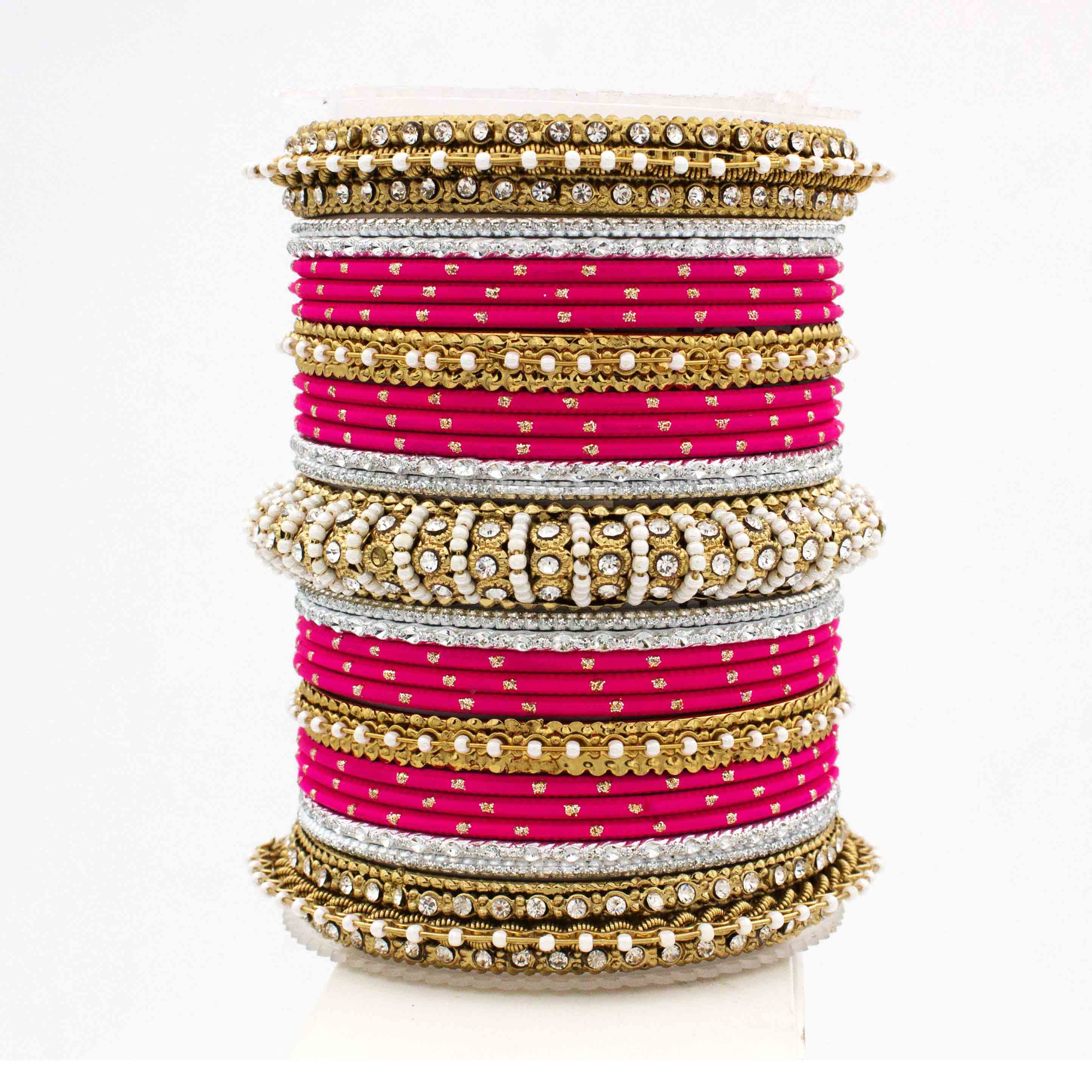 Beautiful Dotted Bangle And Pearl Bangle Set
