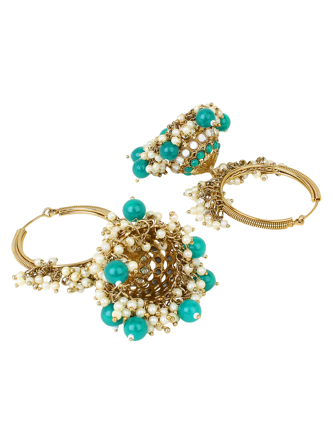 Beautiful Jhumki Earring with Gajra and Mirrorwork by Leshya - Image 3