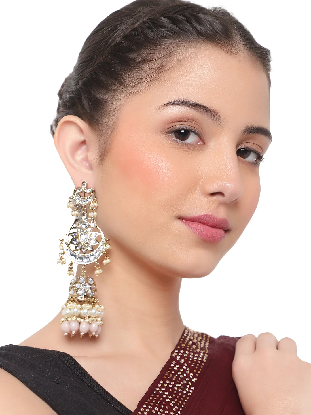 Bridal Jhumki Earring with kundan work by Leshya - Image 2