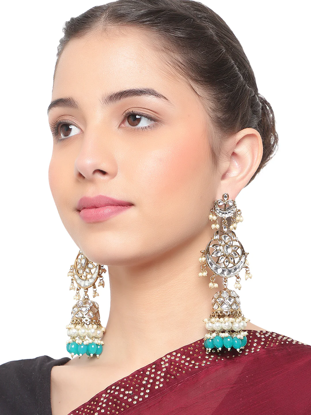 Bridal Jhumki Earring with kundan work by Leshya - Image 6