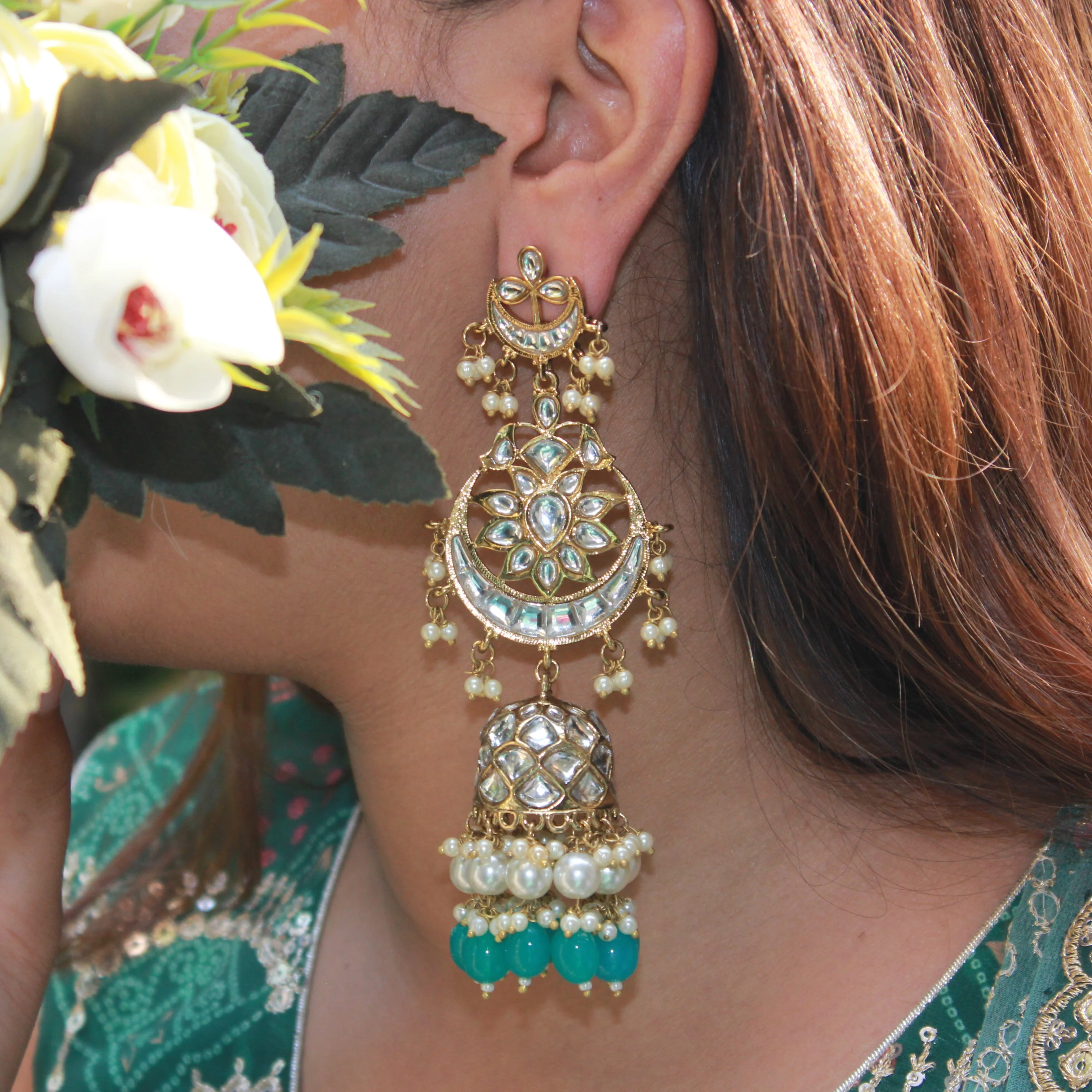 Bridal Jhumki Earring with kundan work by Leshya - Image 8