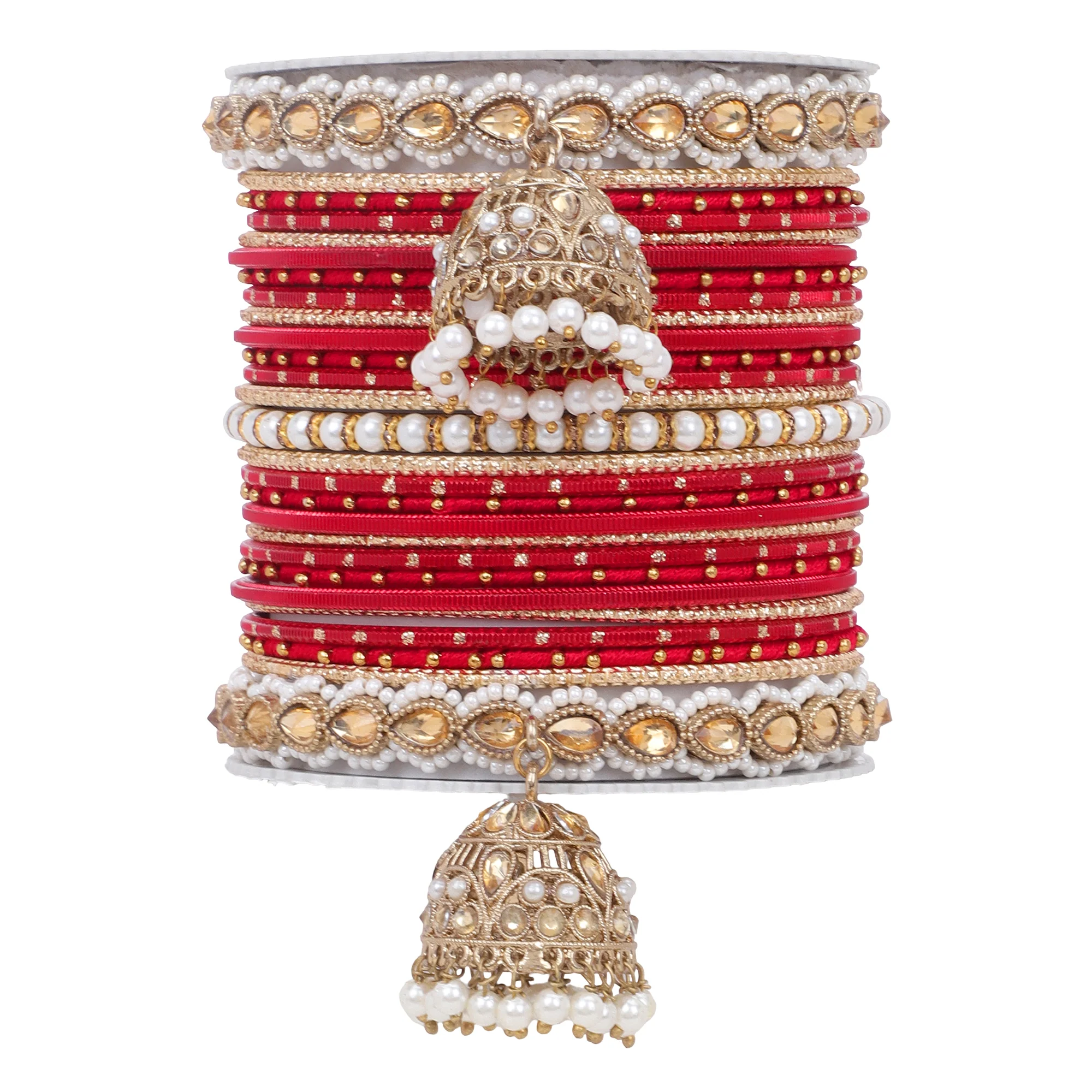 Bridal Jhumki Style Bangle set for two hands by Leshya (Plus Size) - Image 11