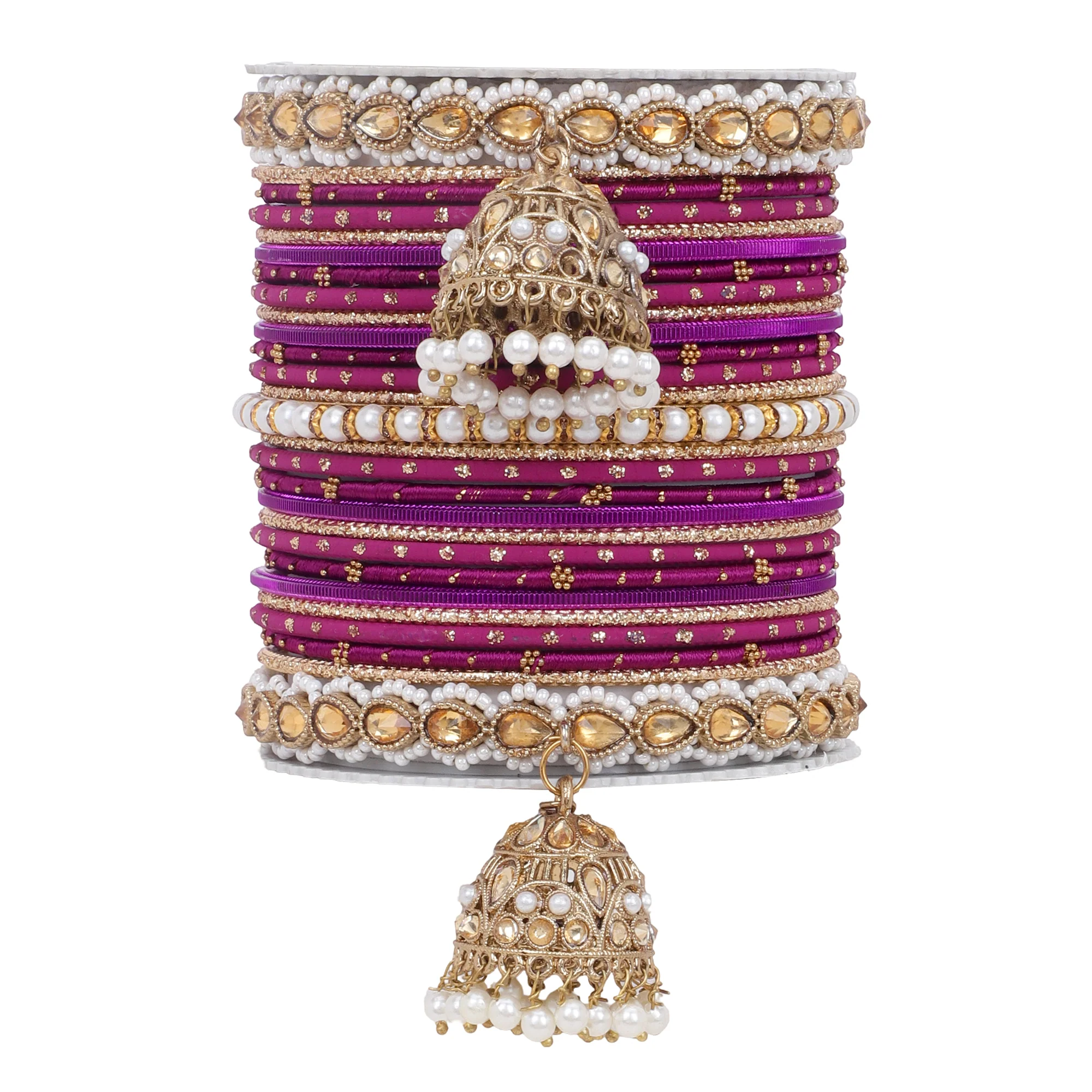 Bridal Jhumki Style Bangle set for two hands by Leshya (Plus Size) - Image 15