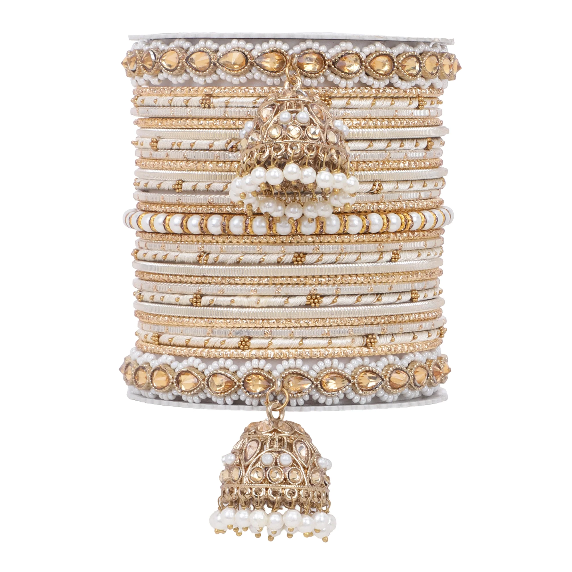 Bridal Jhumki Style Bangle set for two hands by Leshya (Plus Size) - Image 23