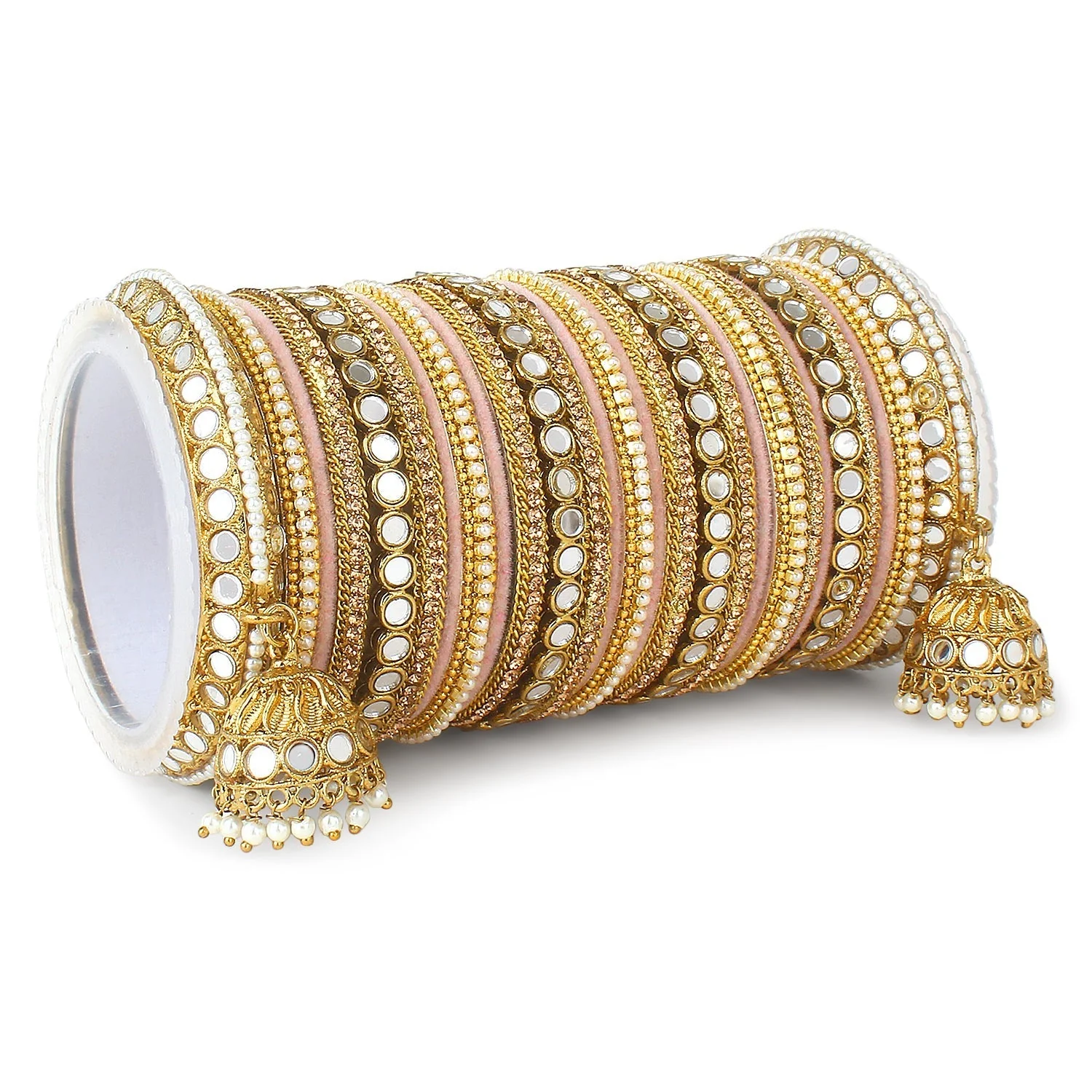 Bridal Mirror Bangle Set with Jhumki by Leshya - Image 7
