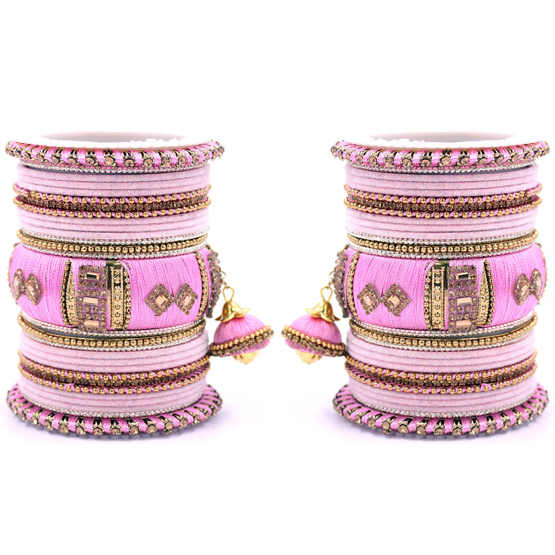 Bridal Set of 2 Silk Thread Bangle Set With Jhumki