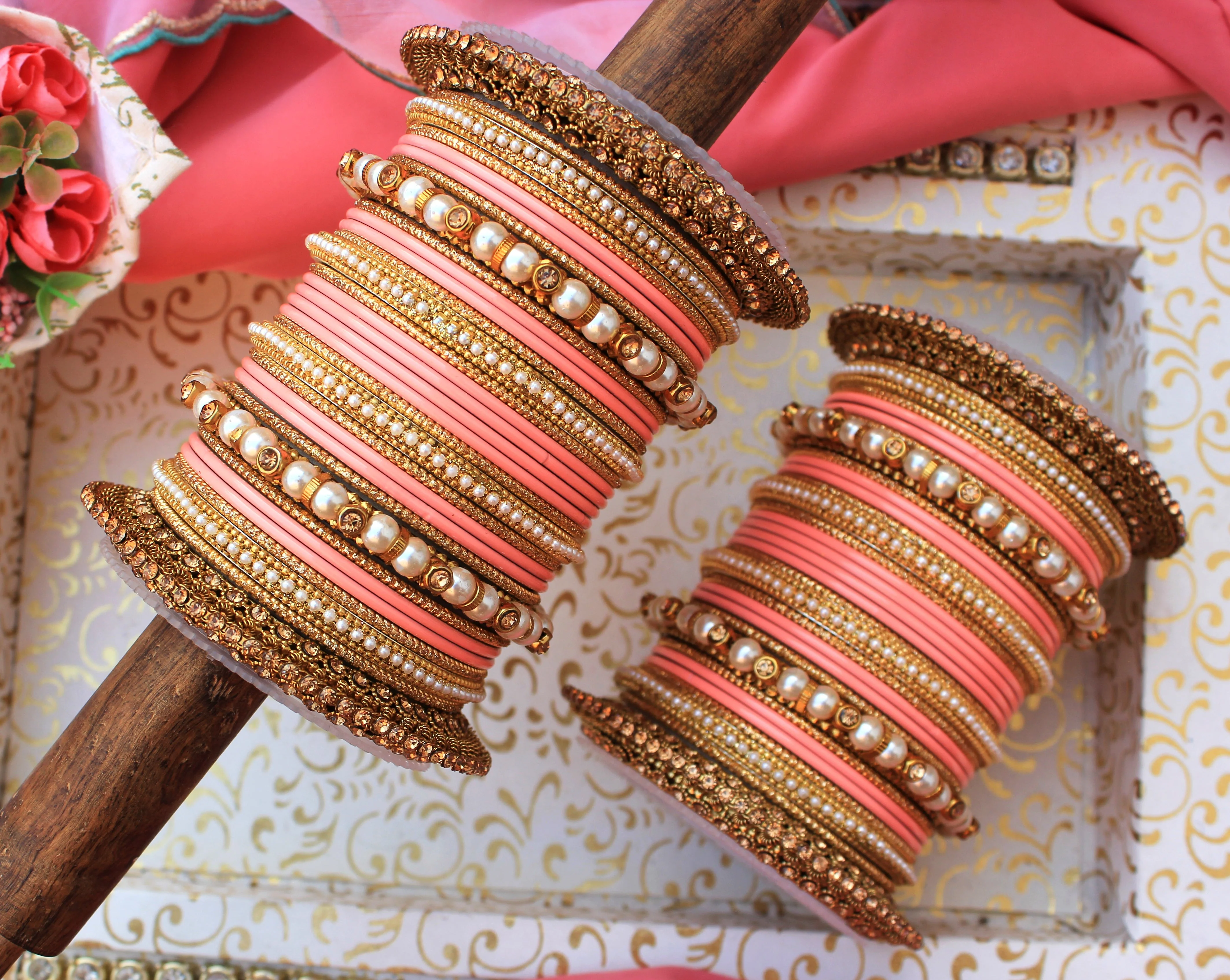 Beautiful Bridal Bangle Set with Pacheli Kada by Leshya