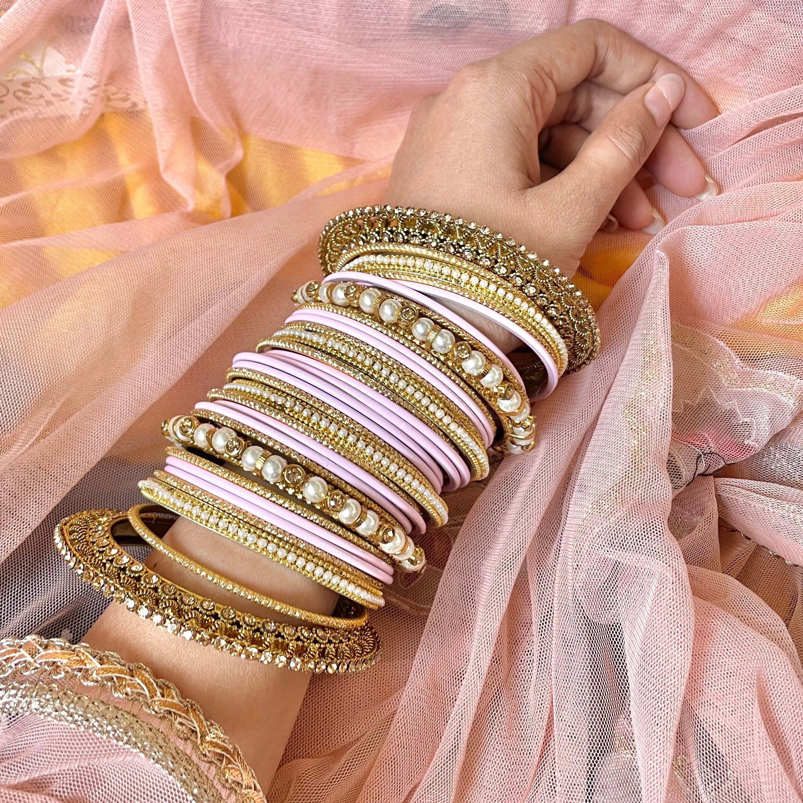 Beautiful Bridal Bangle Set with Pacheli Kada by Leshya - Image 4