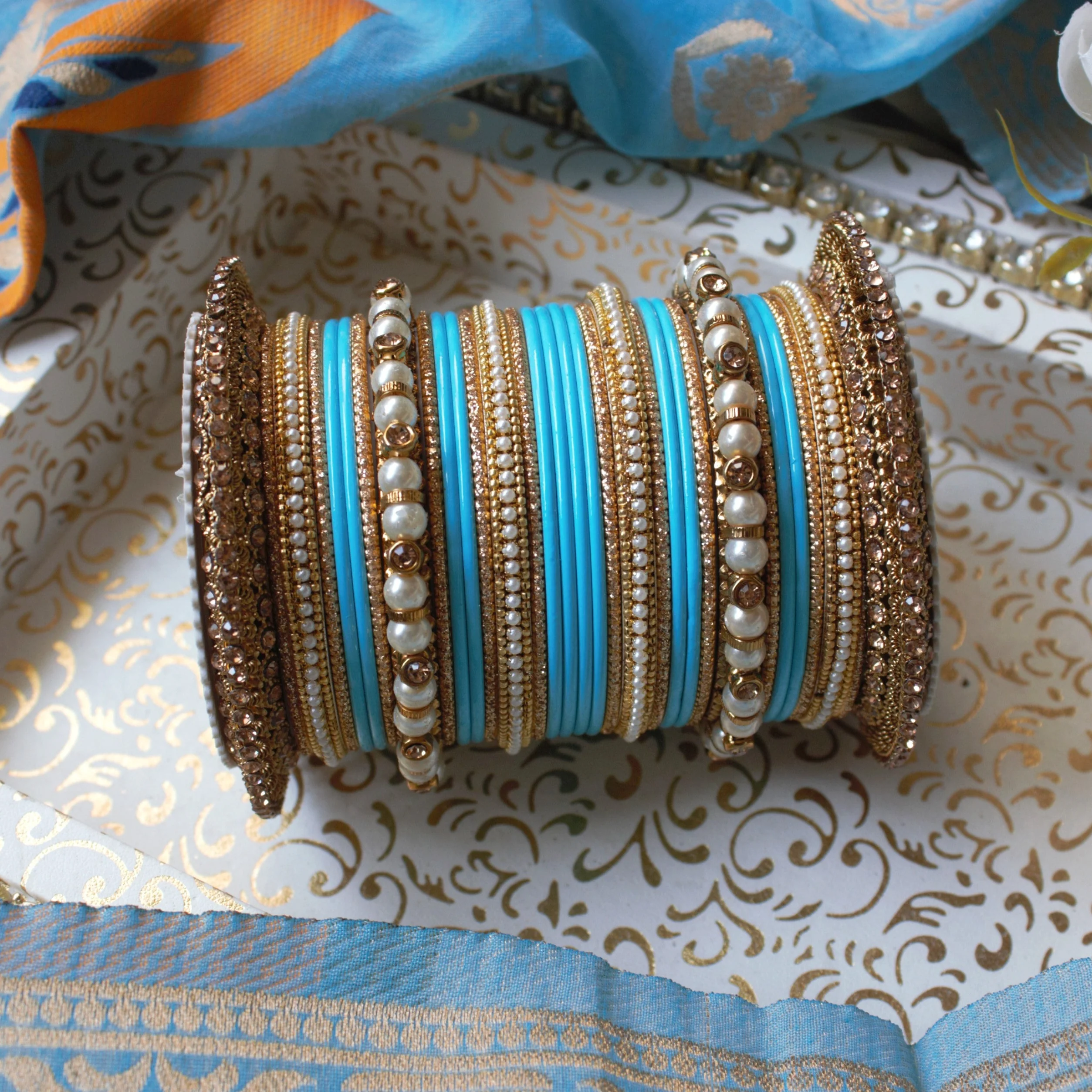 Beautiful Bridal Bangle Set with Pacheli Kada by Leshya - Image 8