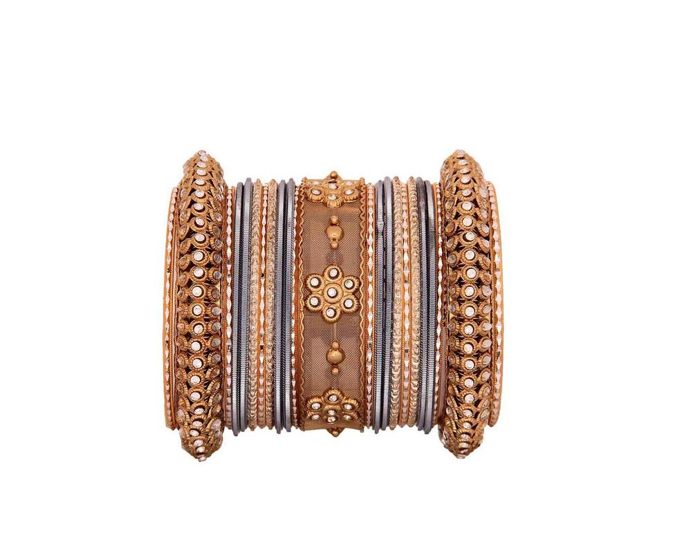 One Hand Multi-Colored Velvet Textured Bangle Set - Image 15