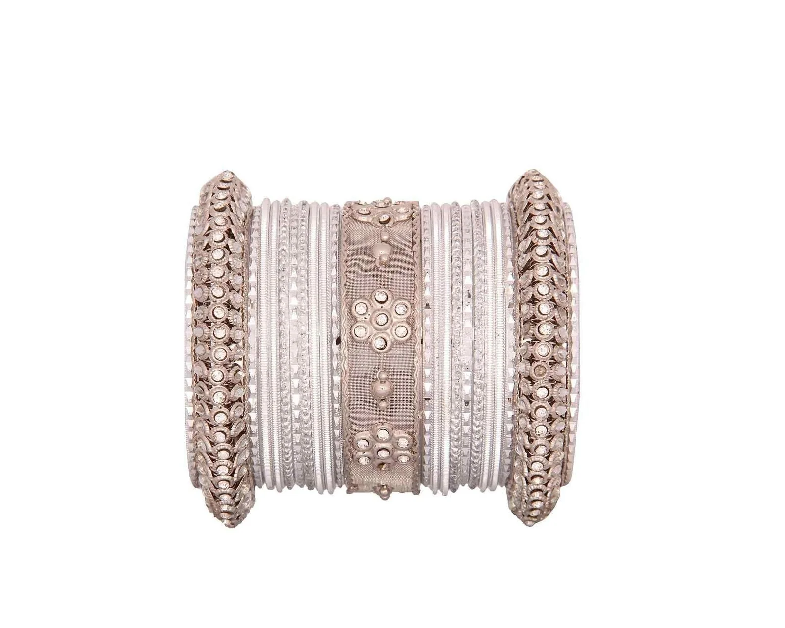 One Hand Multi-Colored Velvet Textured Bangle Set - Image 9