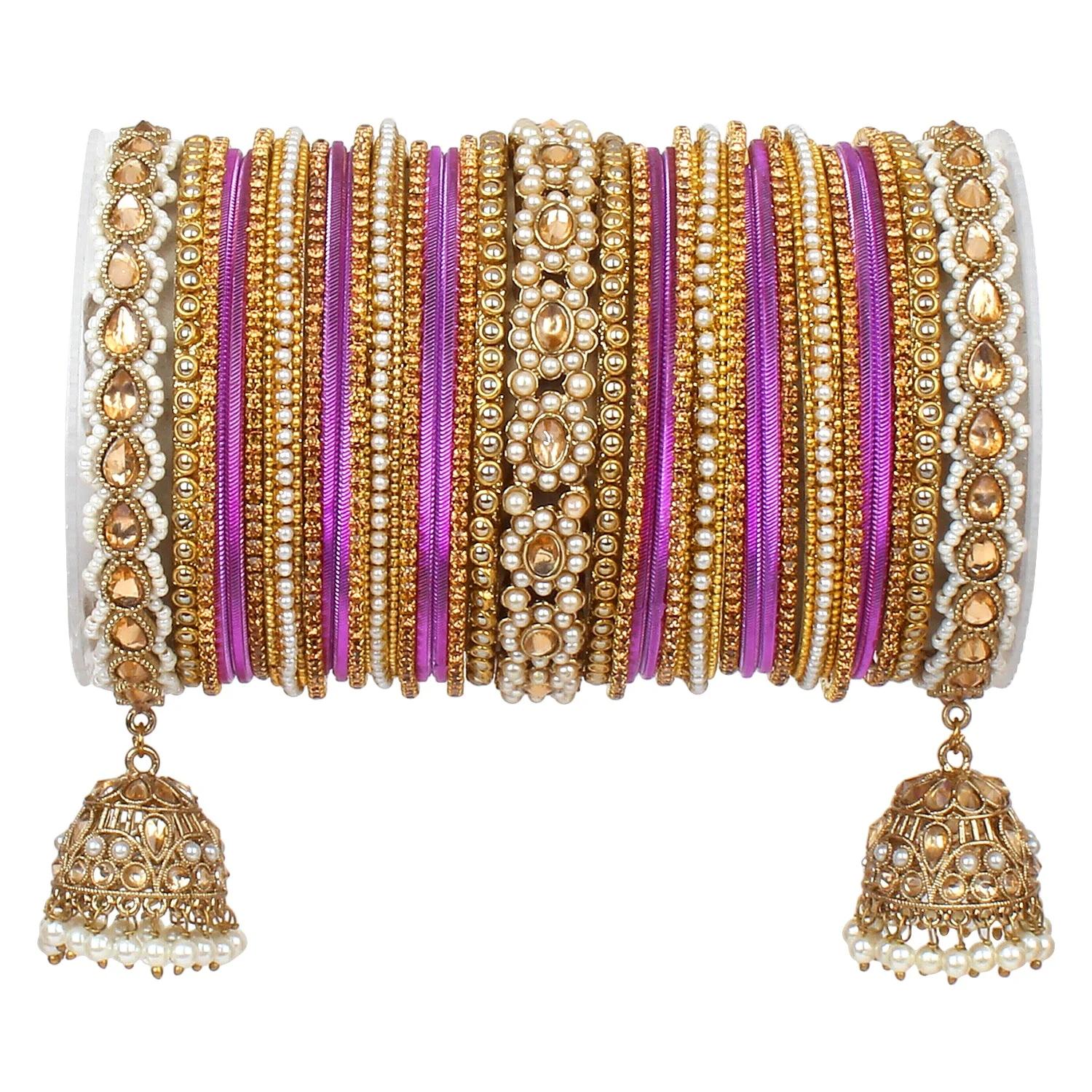 Rich Texture bangle set with Jhumki Borders by Leshya for One Hand - Image 11