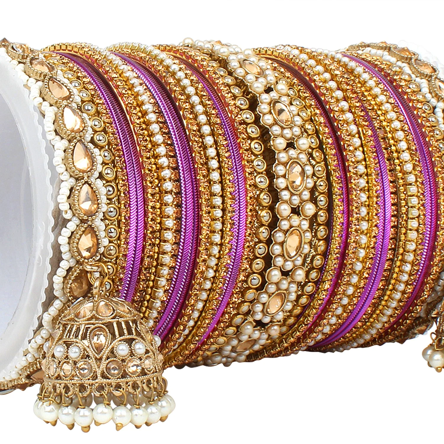 Rich Texture bangle set with Jhumki Borders by Leshya for One Hand - Image 12