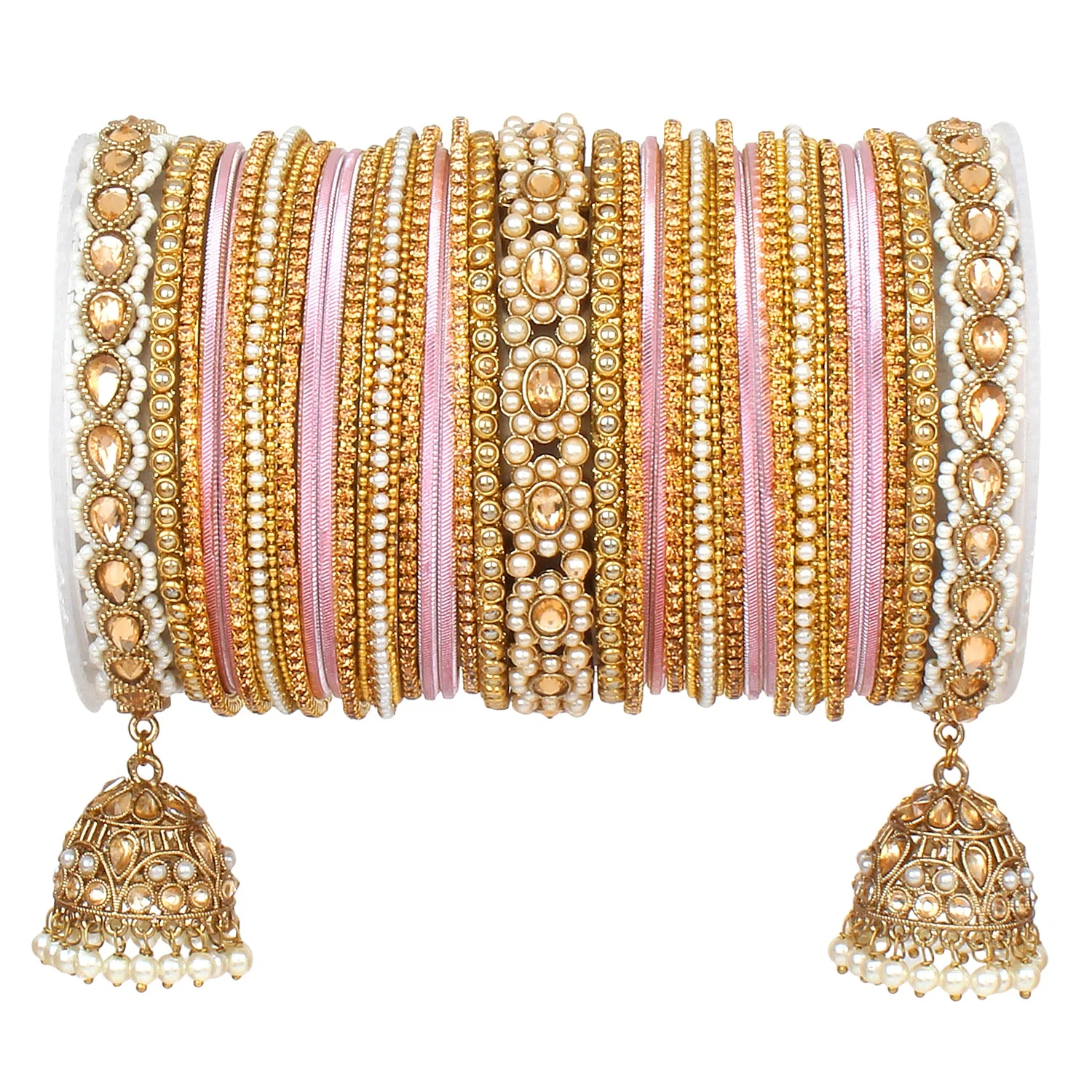 Rich Texture bangle set with Jhumki Borders by Leshya for One Hand - Image 7