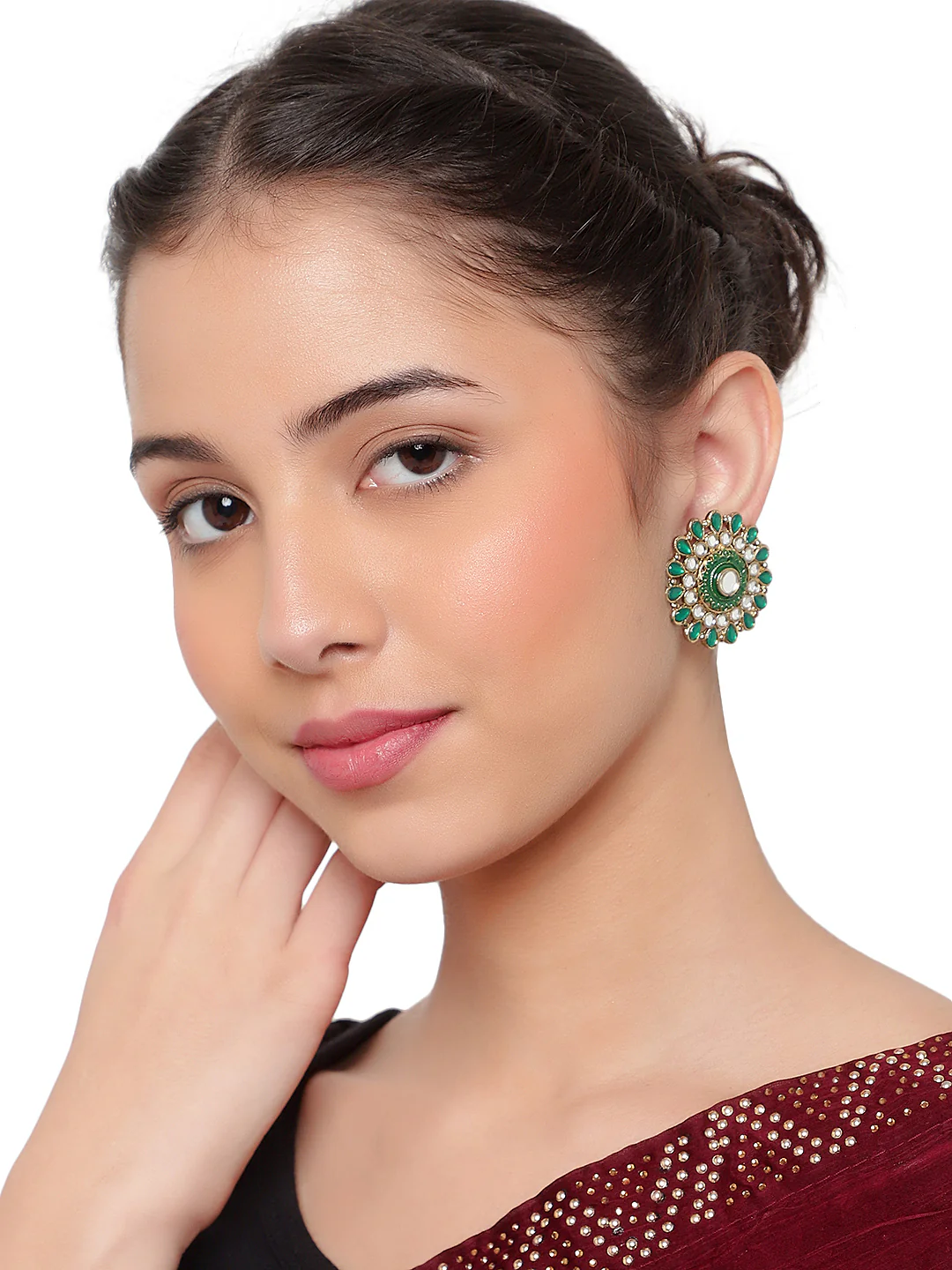 Flower Meenakari with Mirrorwork Earring by Leshya