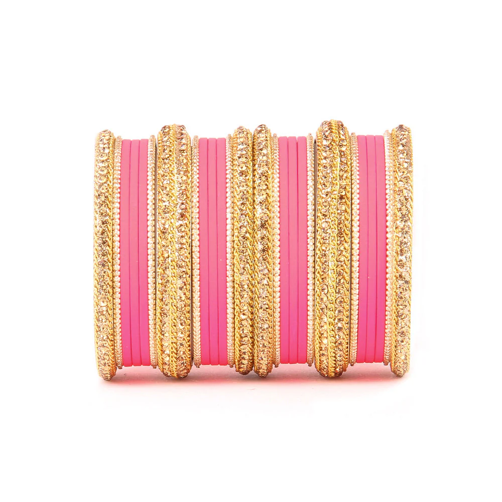 Golden Bracelet And Matte Finish Bangle Set For Women