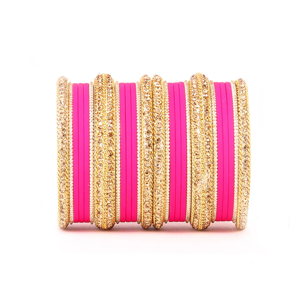 Golden Bracelet And Matte Finish Bangle Set For Women - Image 3