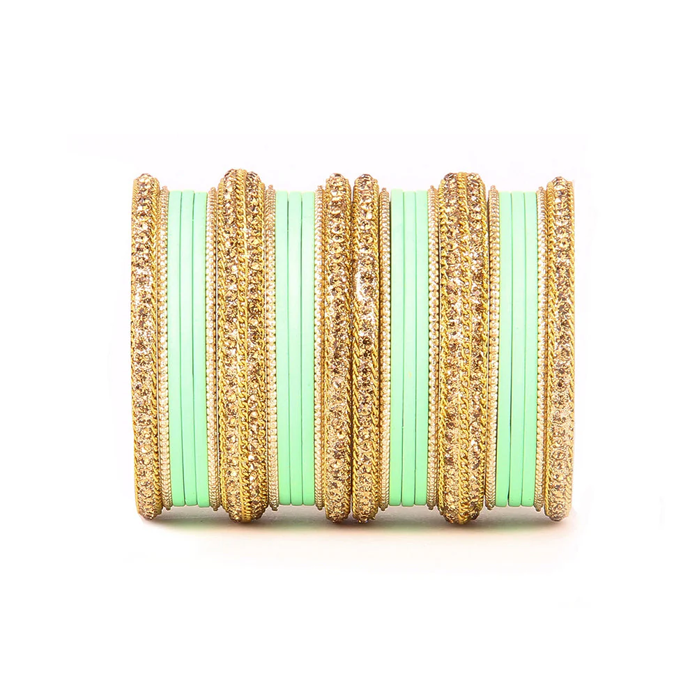 Golden Bracelet And Matte Finish Bangle Set For Women - Image 9