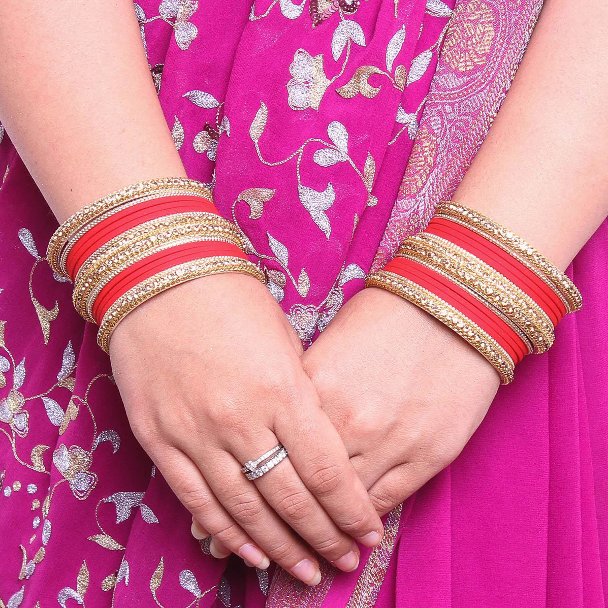 Golden Bracelet And Matte Finish Bangle Set For Women - Image 12