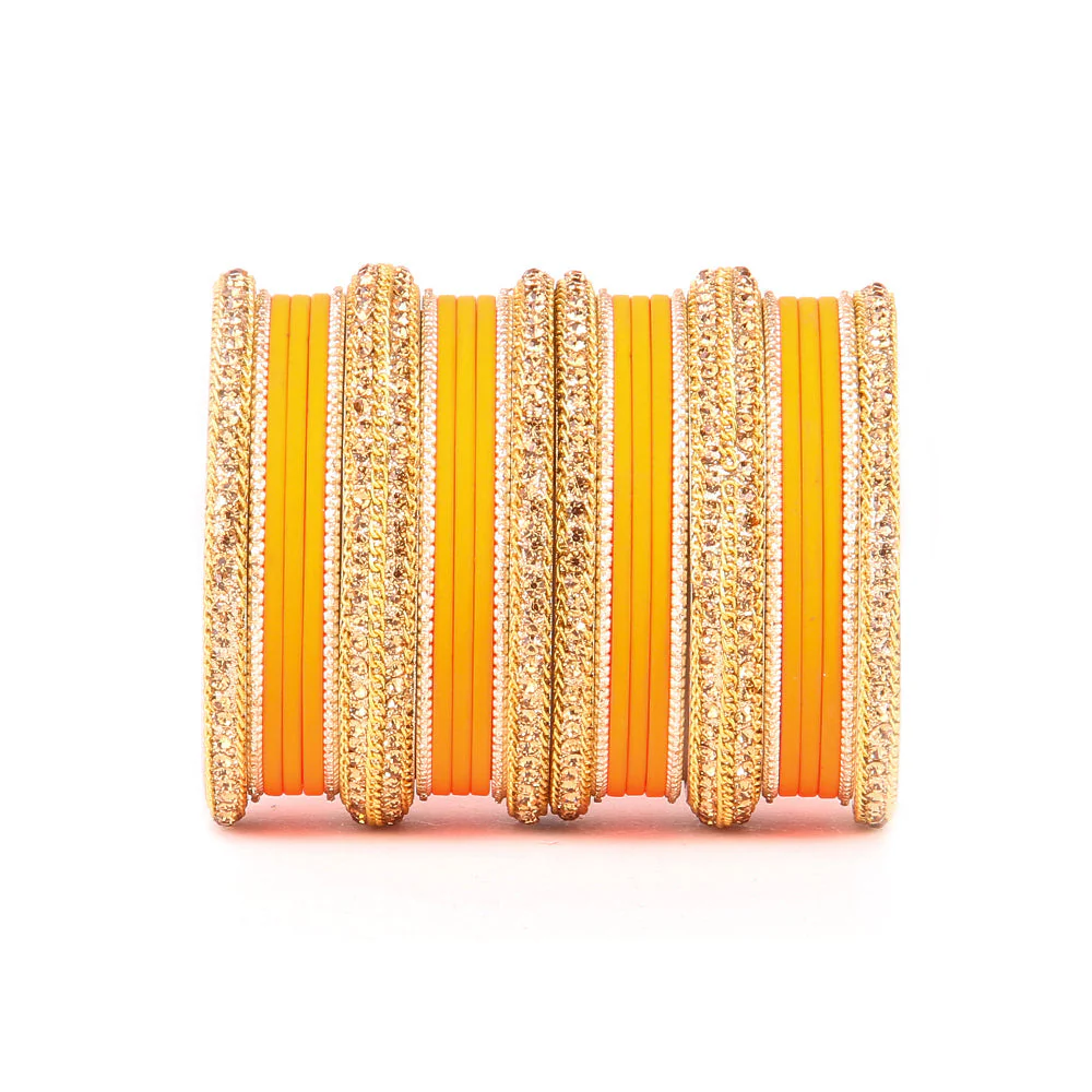 Golden Bracelet And Matte Finish Bangle Set For Women