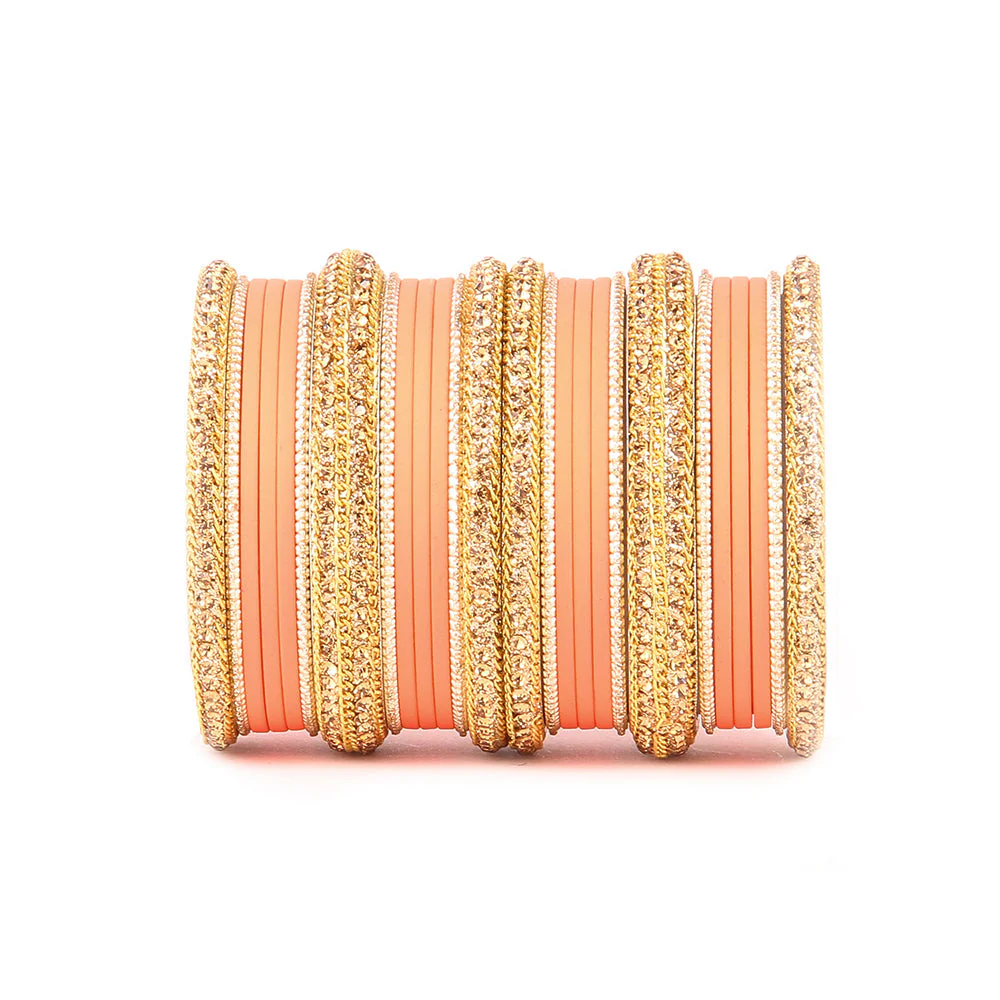 Golden Bracelet And Matte Finish Bangle Set For Women - Image 3