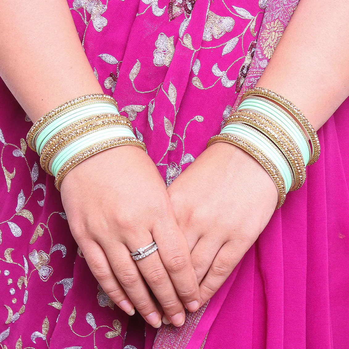 Golden Bracelet And Matte Finish Bangle Set For Women - Image 8