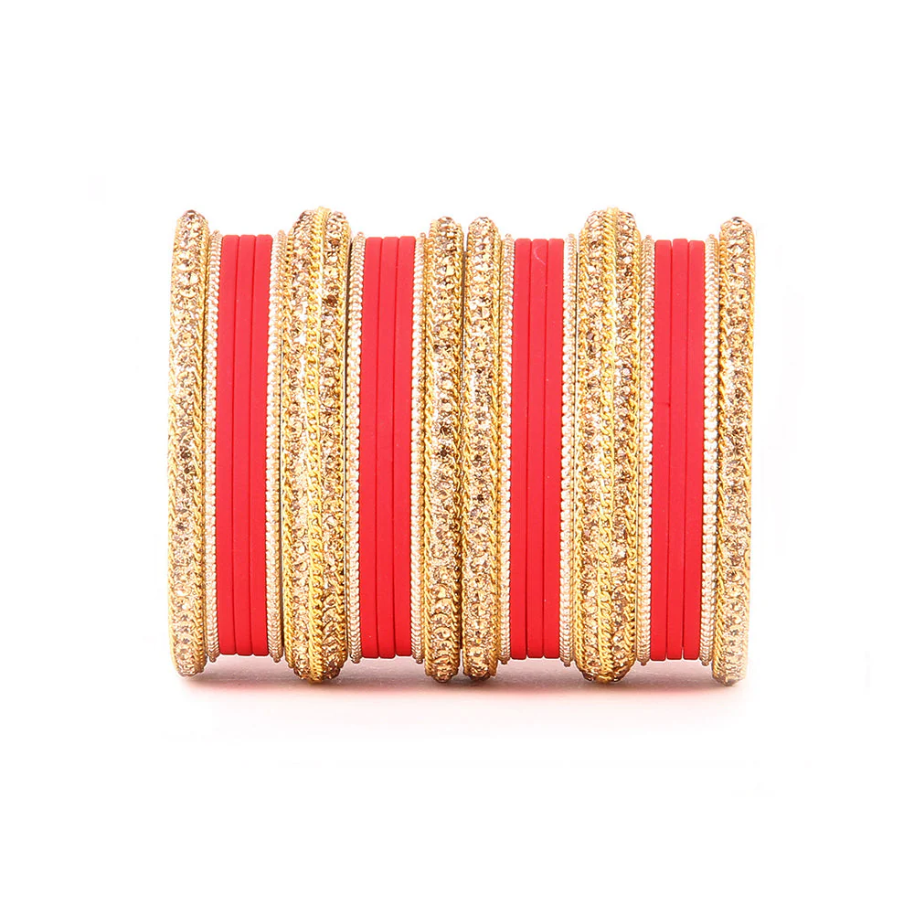 Golden Bracelet And Matte Finish Bangle Set For Women