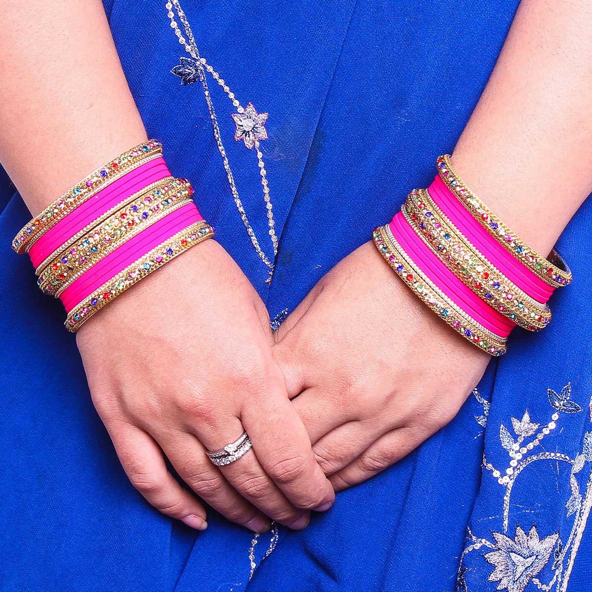 Golden Kada With Multi-Colored Stones And Matte Finish Bangle Set For Women - Image 6