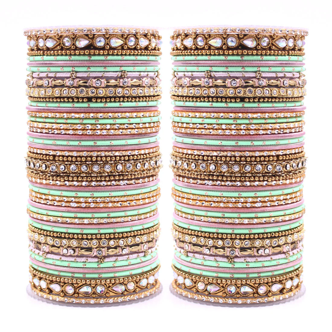 Intricate Dual Colour Pastel Bridal Bangle set - Image 4