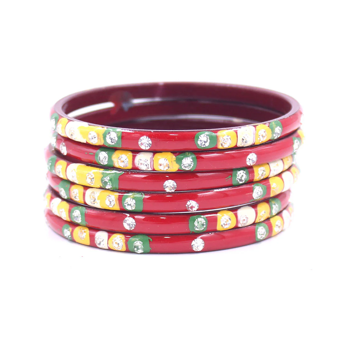 Brass Based Daily wear Bangles with Meenakari and Stone work by Leshya