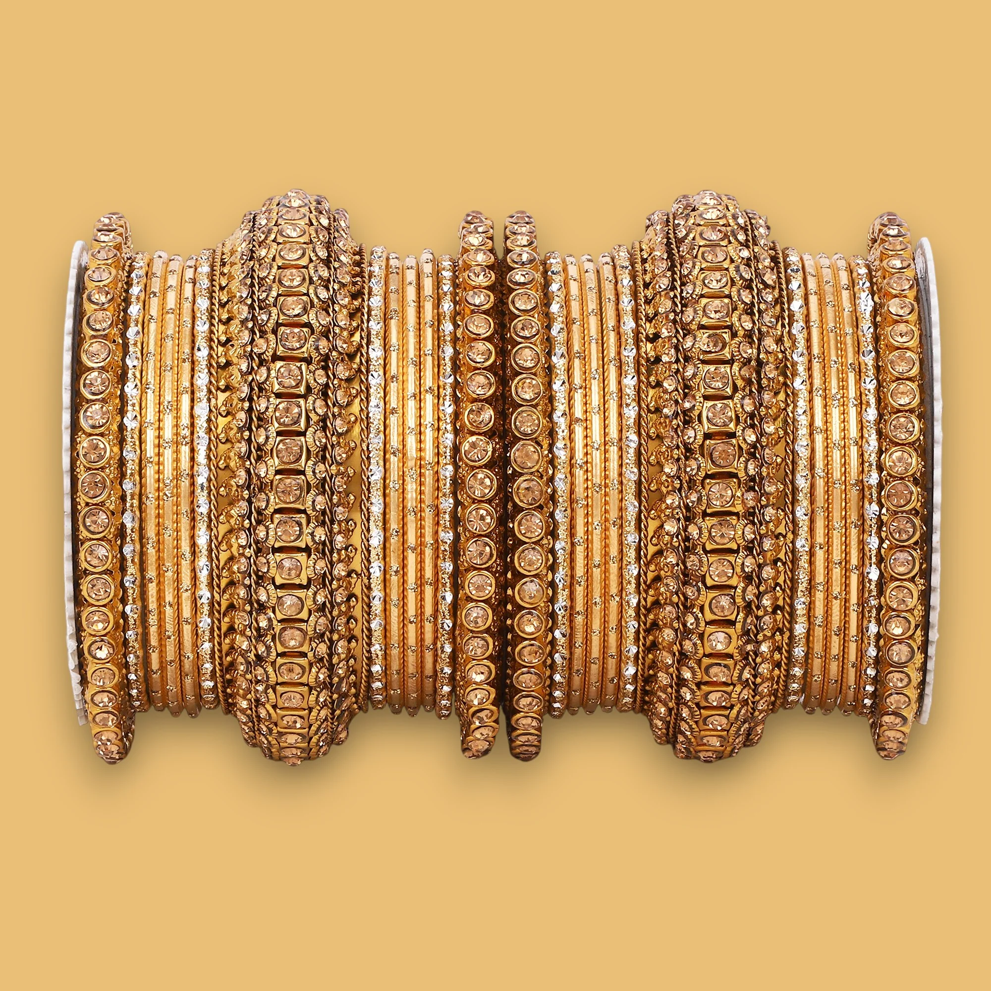 Luxurious Golden dotted and Stone bangle set by Leshya